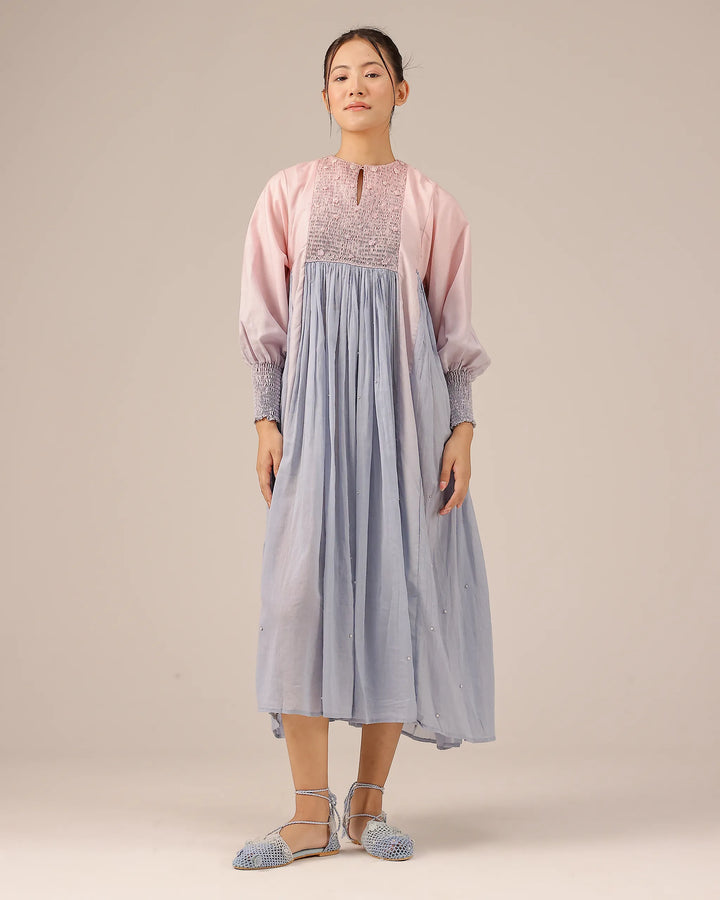Beach Babe Pink to Blue Ombr�� Smocked Linen Dress - OurDve