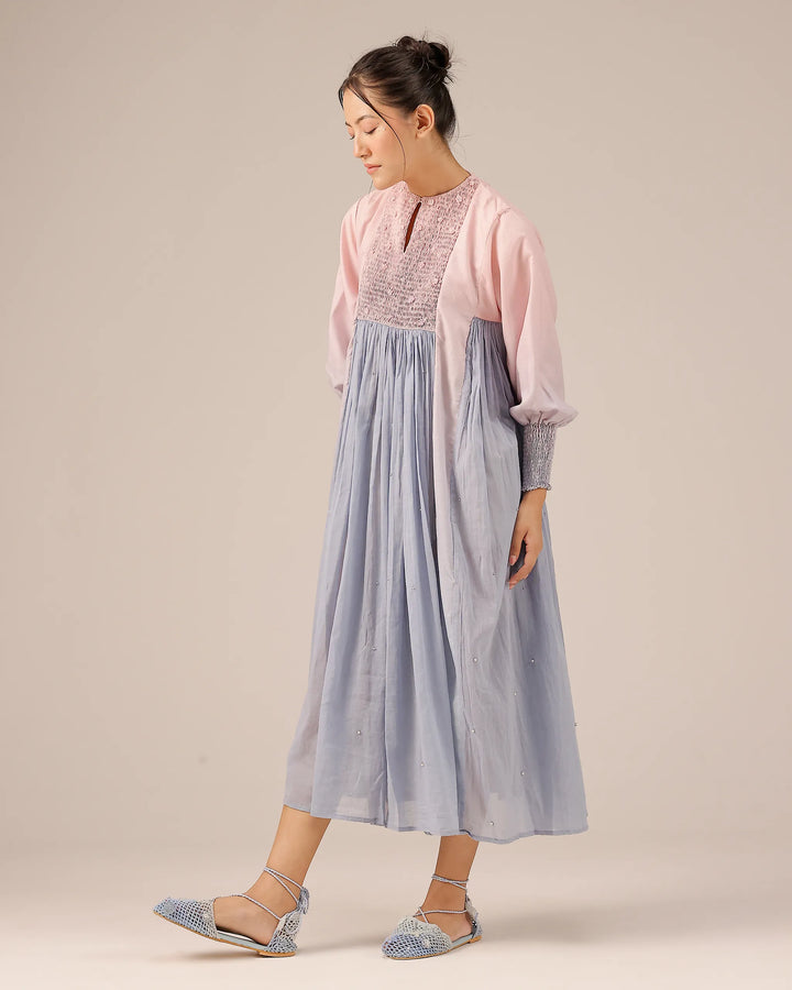 Beach Babe Pink to Blue Ombr�� Smocked Linen Dress - OurDve