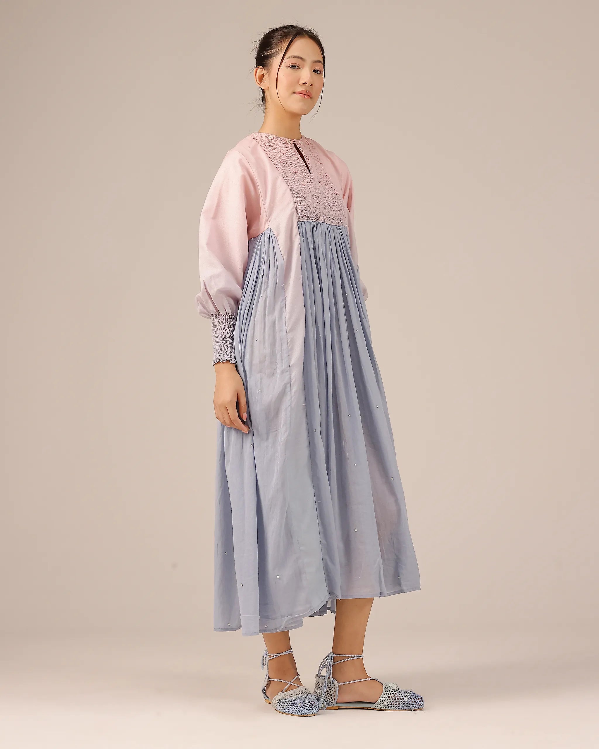 Beach Babe Pink to Blue Ombré Smocked Linen Dress - OurDve