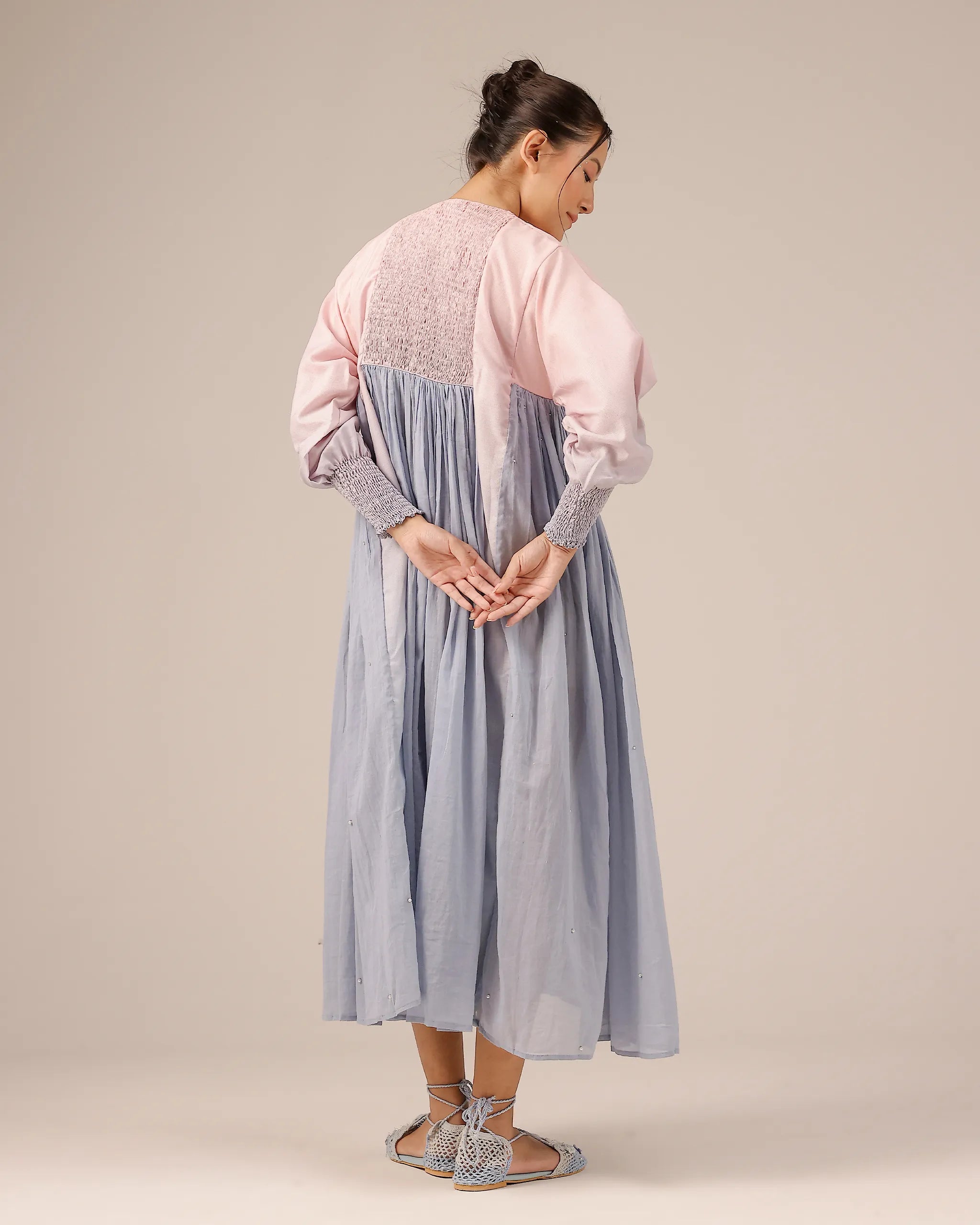 Beach Babe Pink to Blue Ombré Smocked Linen Dress - OurDve