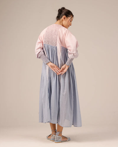 Beach Babe Pink to Blue Ombré Smocked Linen Dress - OurDve