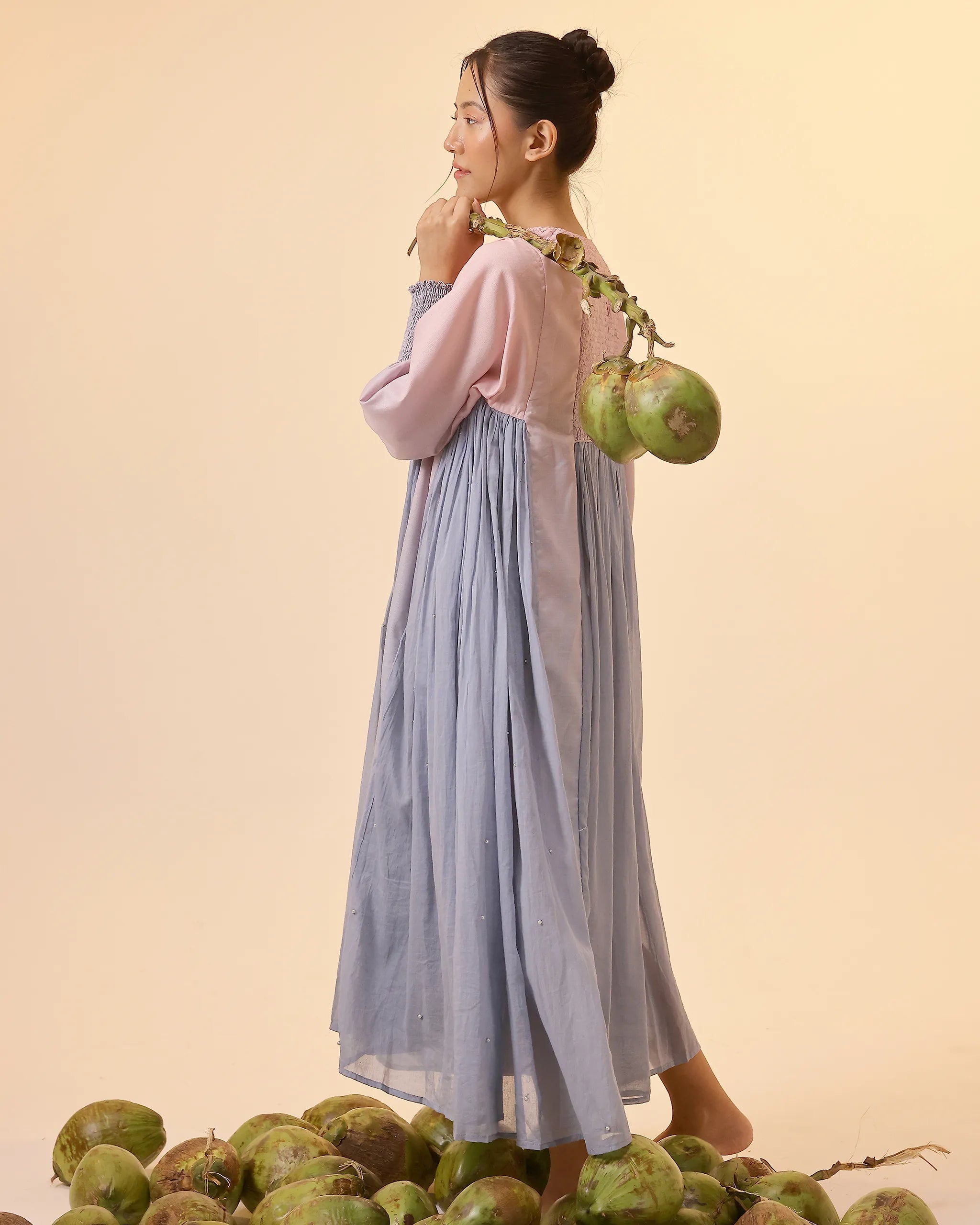 Beach Babe Pink to Blue Ombré Smocked Linen Dress - OurDve