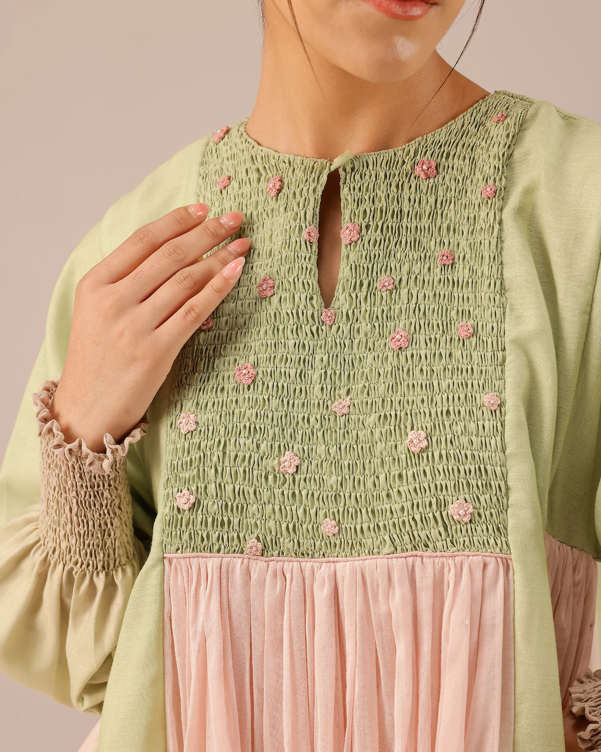 Beach Babe Linen Dress | Smocked Ombr�� & Crochet Floral Dress - OurDve