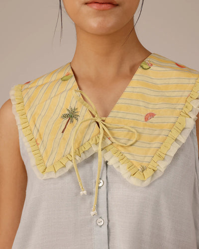 Grey Coconut Crush Sleeveless Linen Short Dress