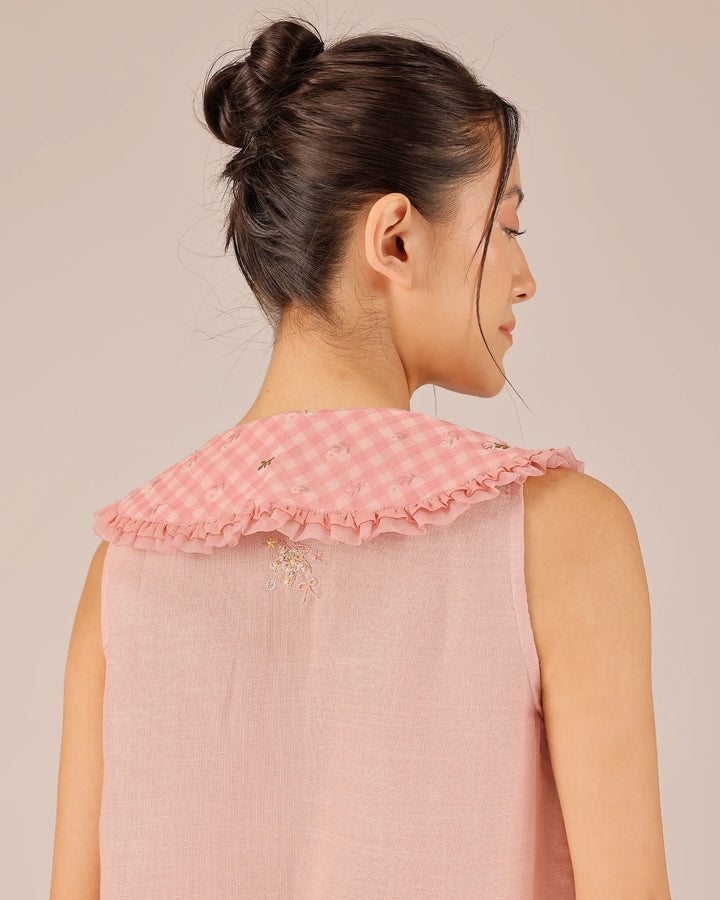 Coconut Crush Linen Dress | Pastel Pink Sleeveless Short Dress - OurDve