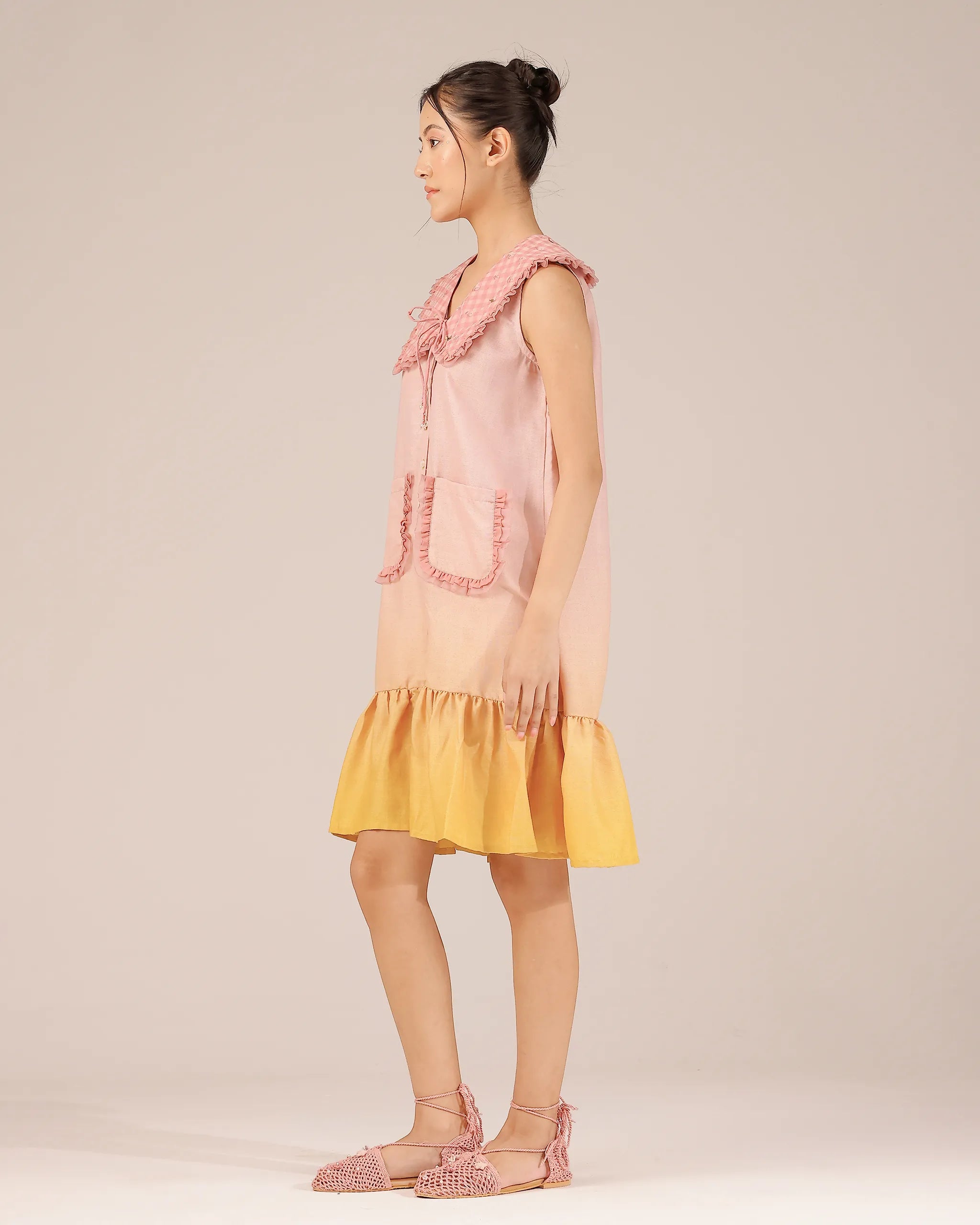 Coconut Crush Linen Dress | Pastel Pink Sleeveless Short Dress - OurDve
