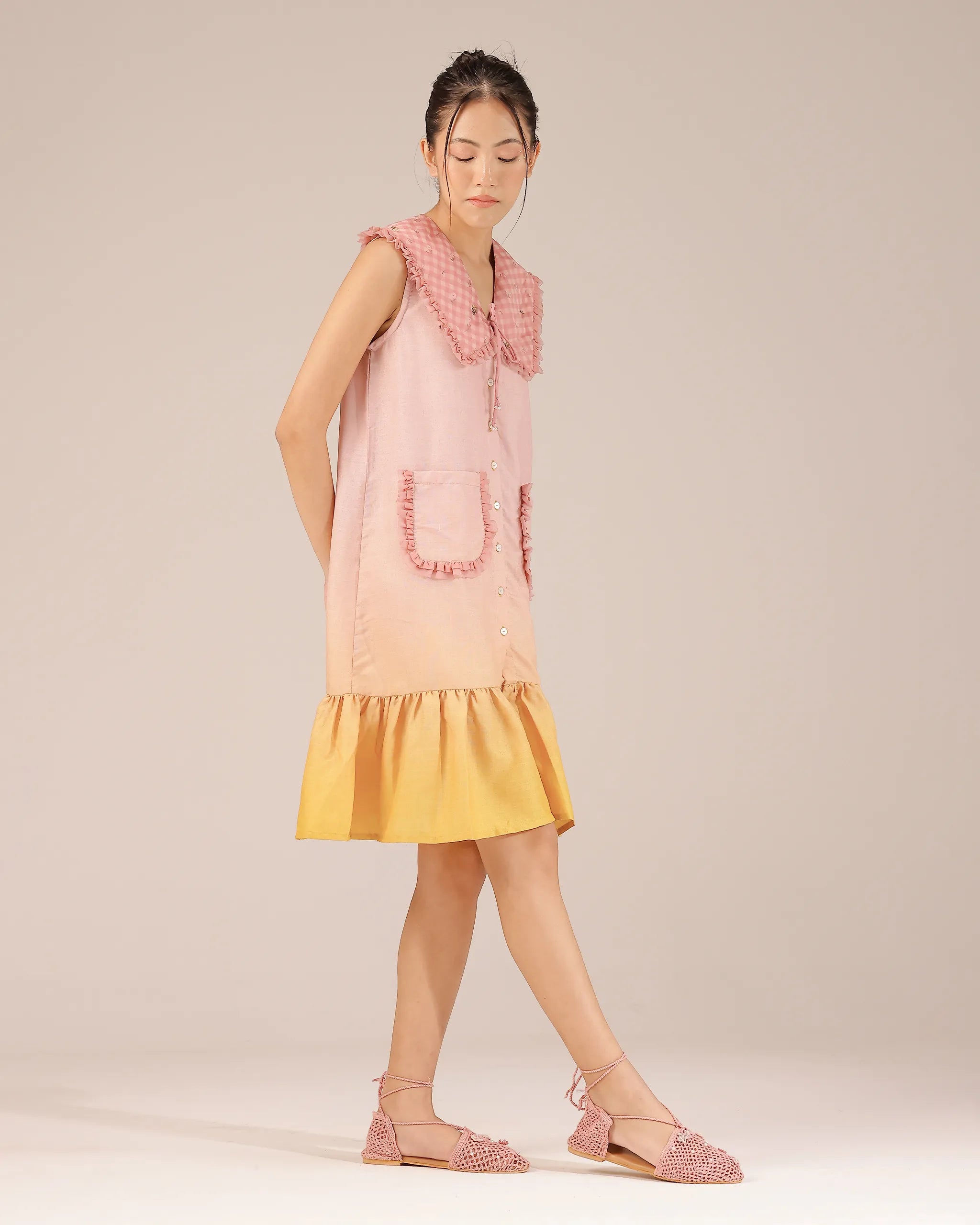 Coconut Crush Linen Dress | Pastel Pink Sleeveless Short Dress - OurDve