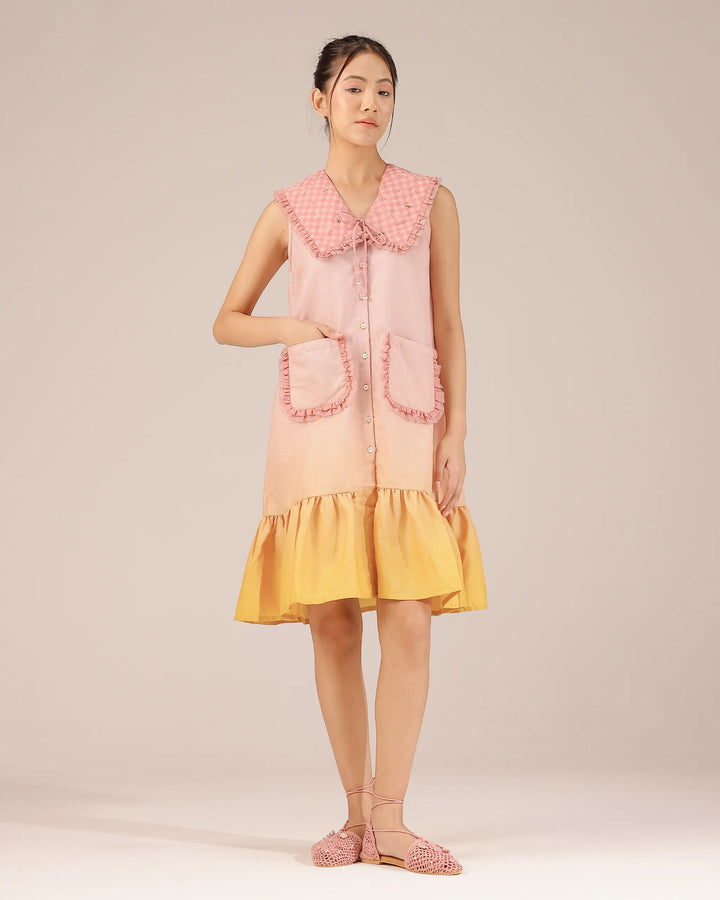 Coconut Crush Linen Dress | Pastel Pink Sleeveless Short Dress - OurDve