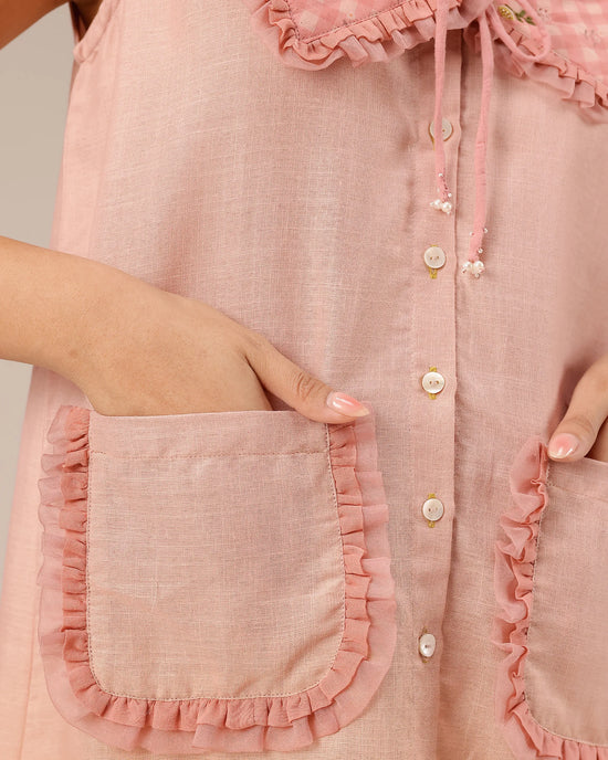 Coconut Crush Linen Dress | Pastel Pink Sleeveless Short Dress - OurDve