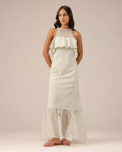 Palm Pop Dress (Light Green)
