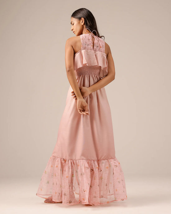Pink Palm Pop Linen Dress - OurDve