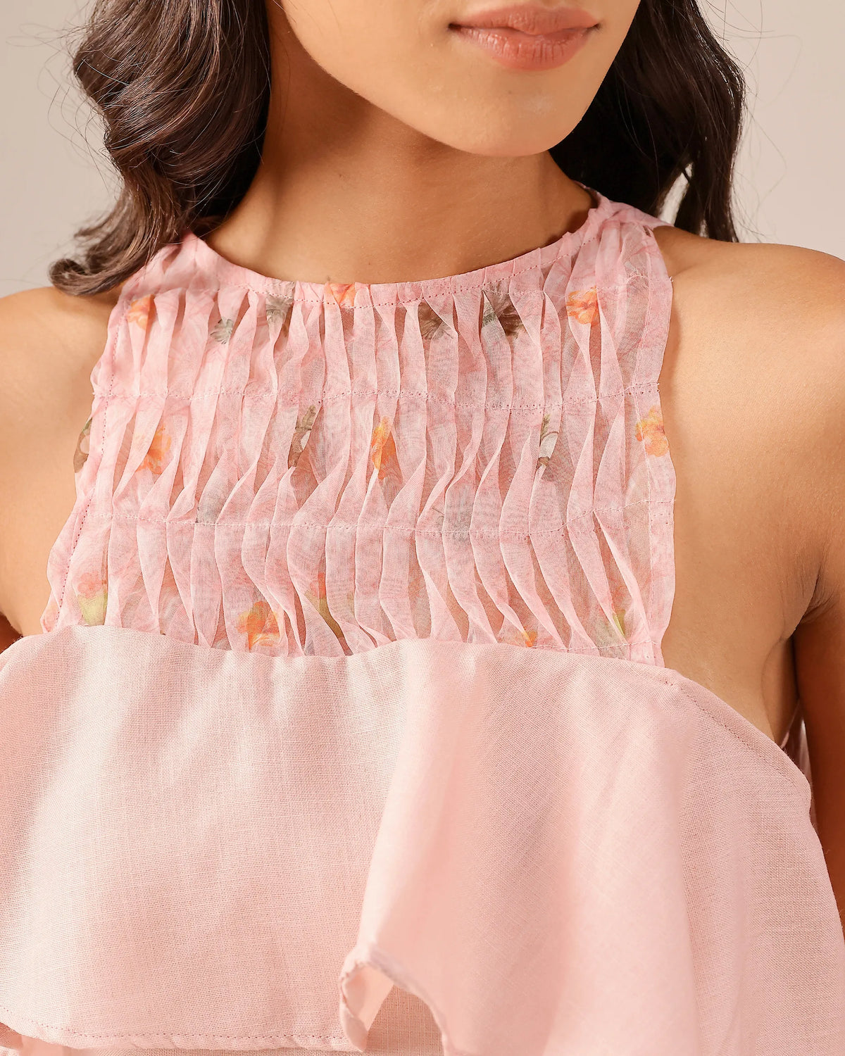 Pink Palm Pop Linen Dress - OurDve