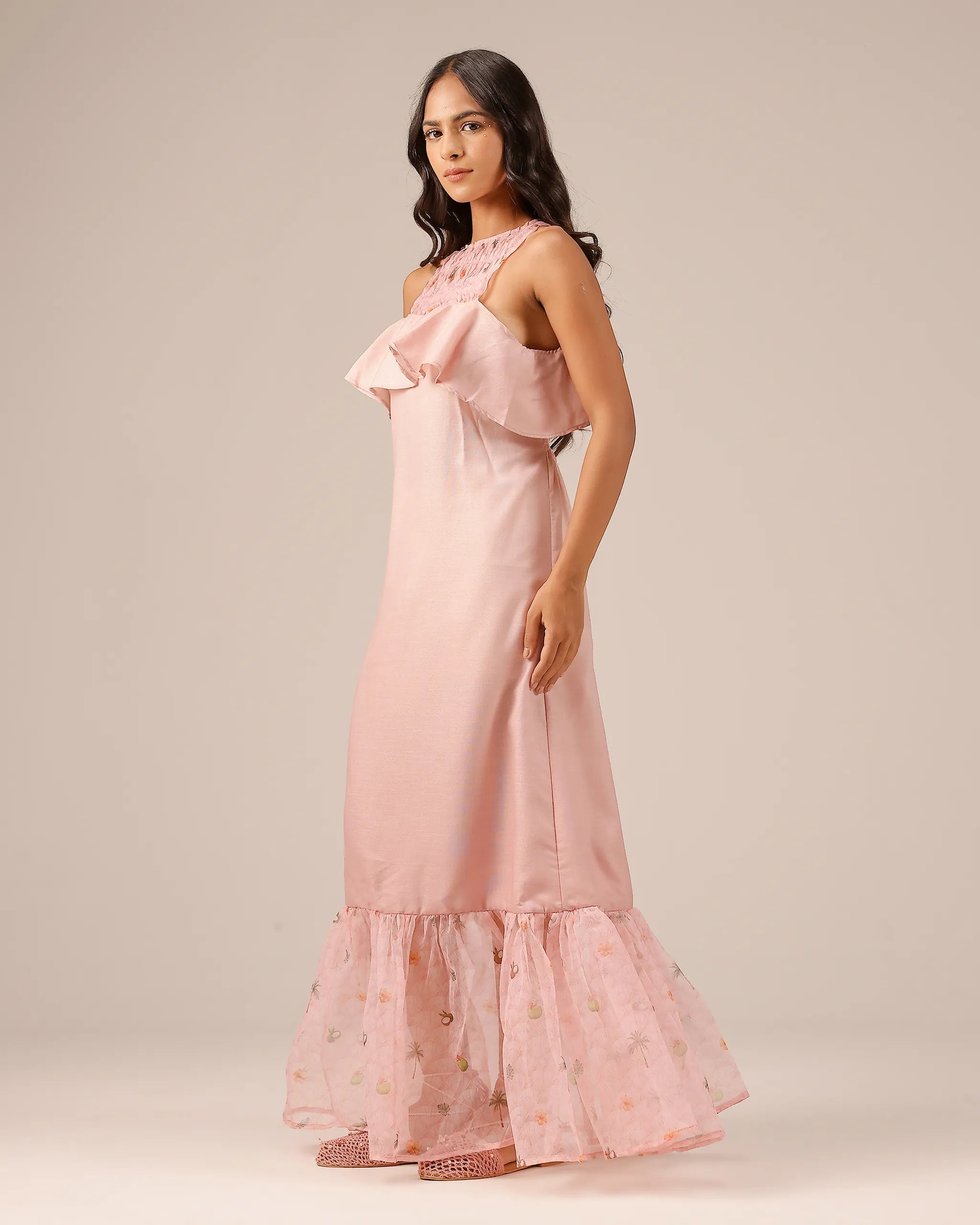 Pink Palm Pop Linen Dress - OurDve
