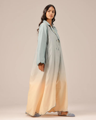 Breeze Pop Linen Dress | Gradient Grey-Ivory Embroidered Dress - OurDve