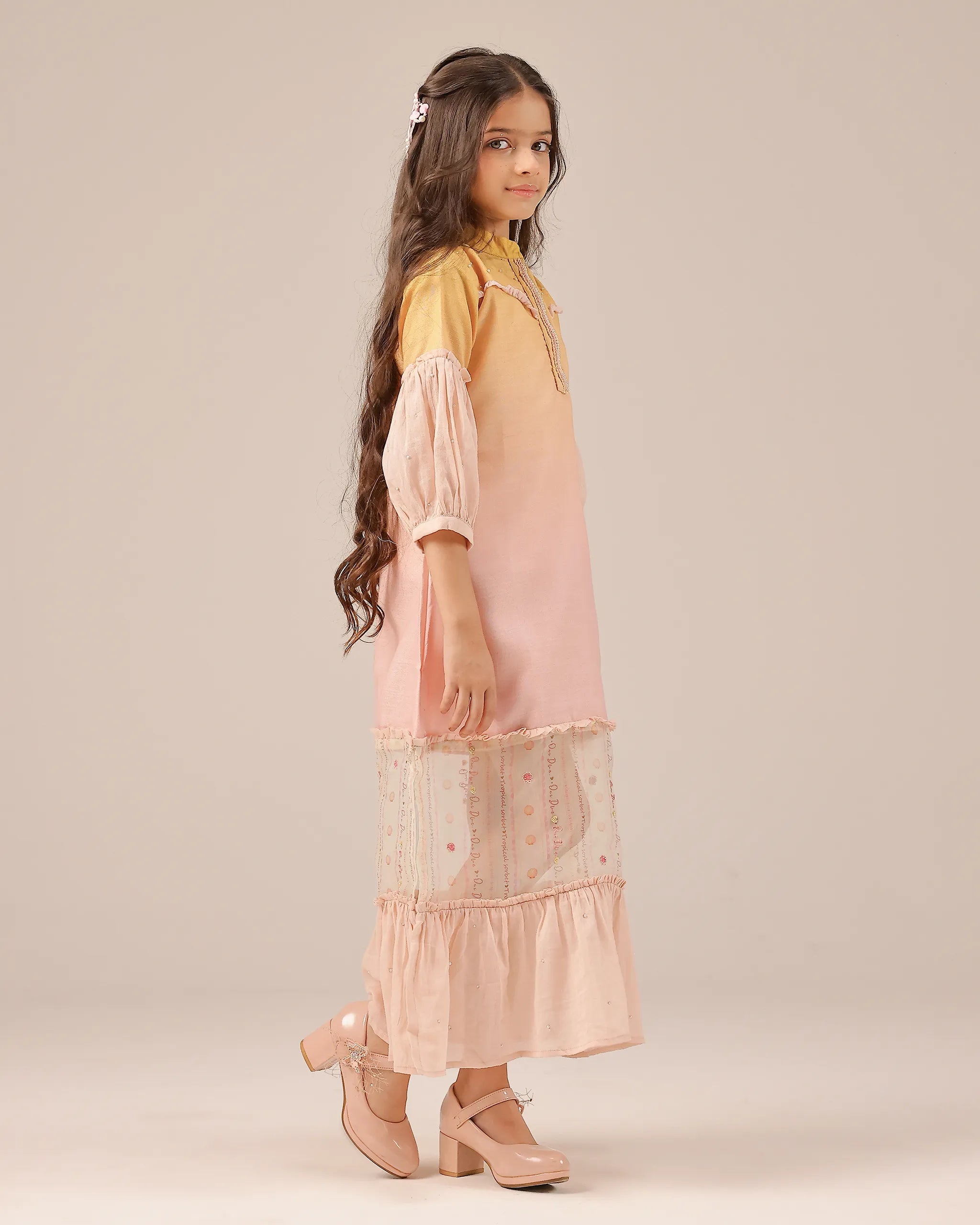 Palm Whisper Dress (Yellow To Pink)