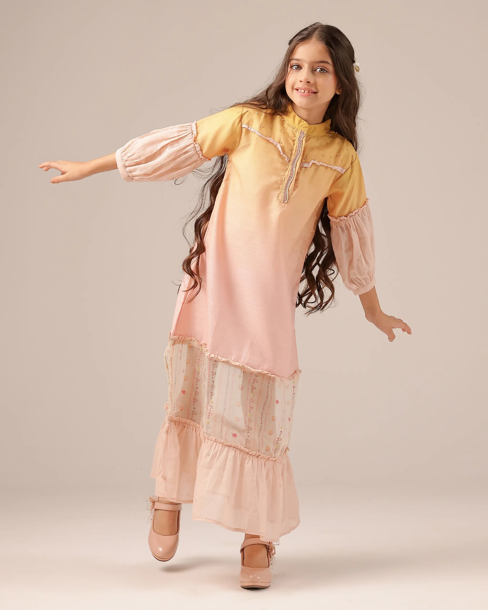 Palm Whisper Dress (Yellow To Pink)