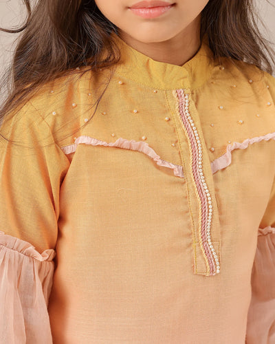 Palm Whisper Dress (Yellow To Pink)
