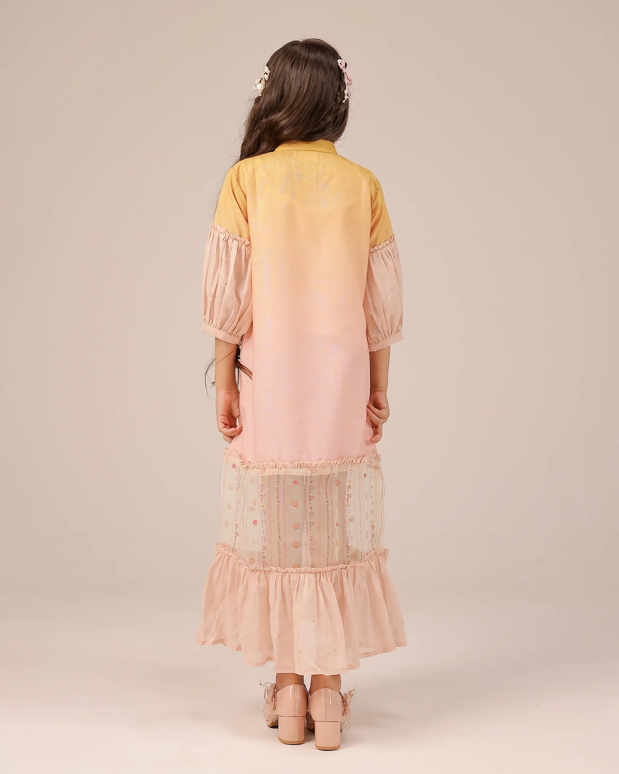 Palm Whisper Dress (Yellow To Pink)