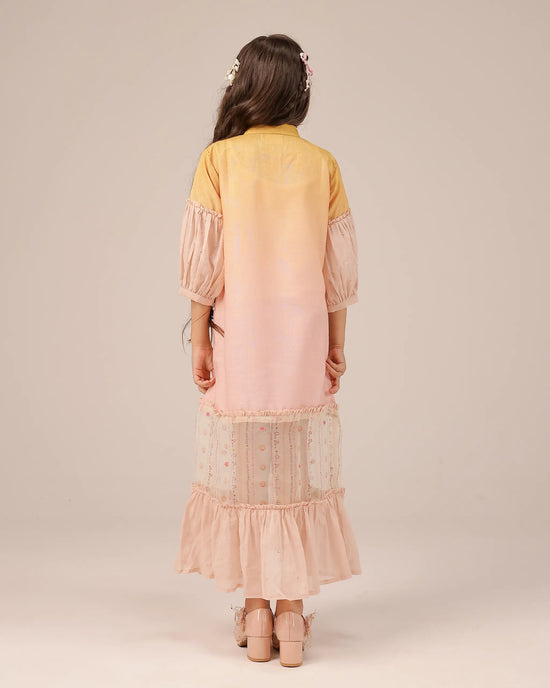 Palm Whisper Dress (Yellow To Pink)