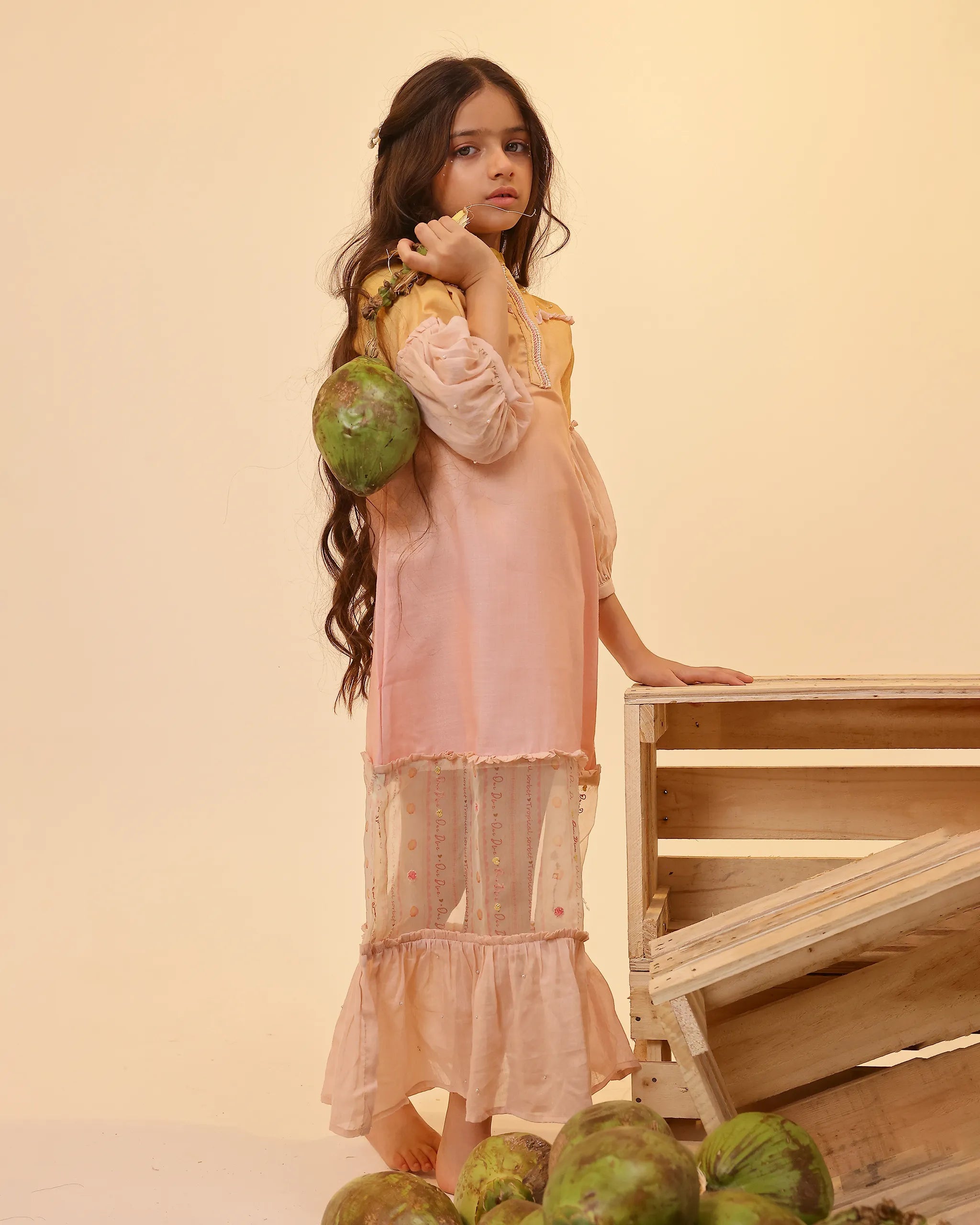 Palm Whisper Dress (Yellow To Pink)