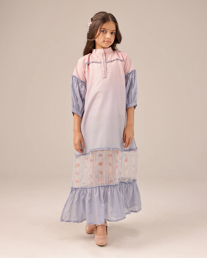 Palm Whisper Dress (Pink To Blue)