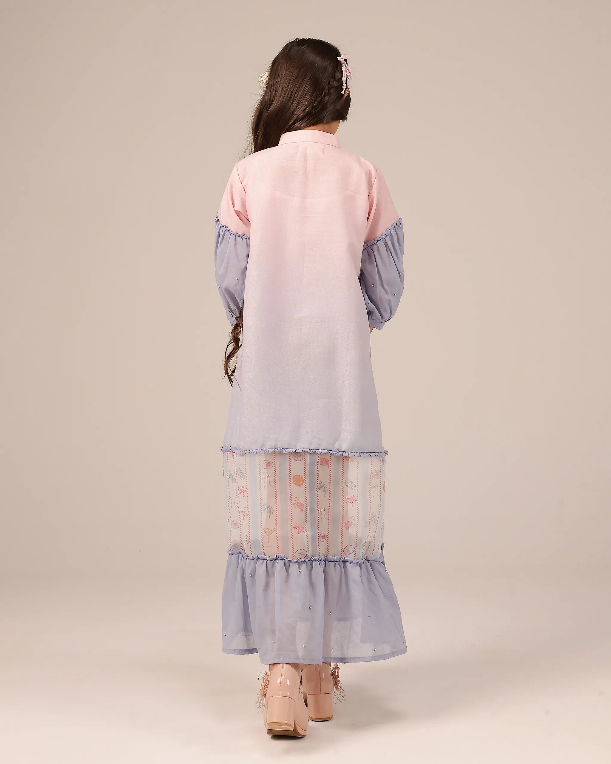 Palm Whisper Dress (Pink To Blue)