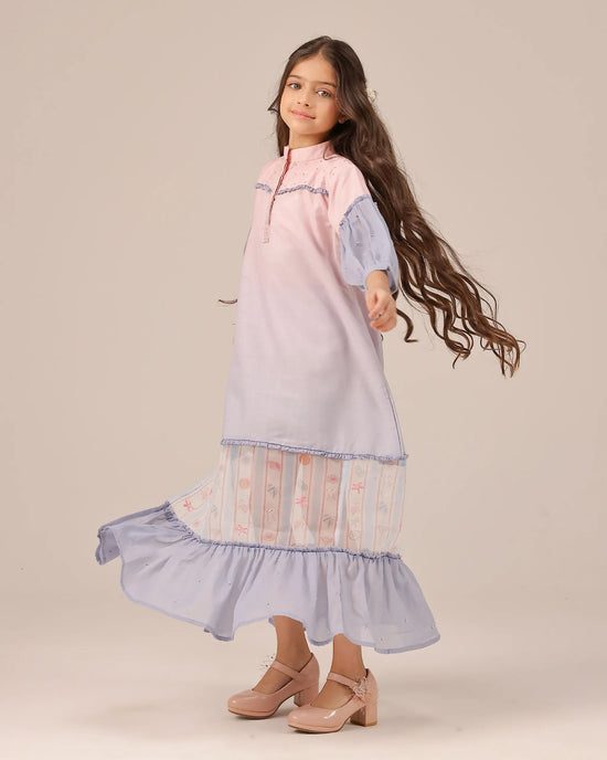 Palm Whisper Dress (Pink To Blue)