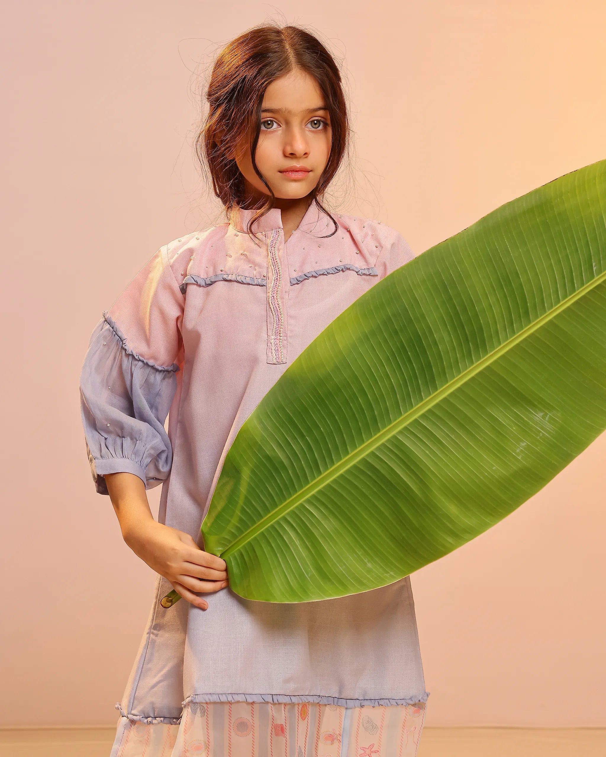 Palm Whisper Dress (Pink To Blue)