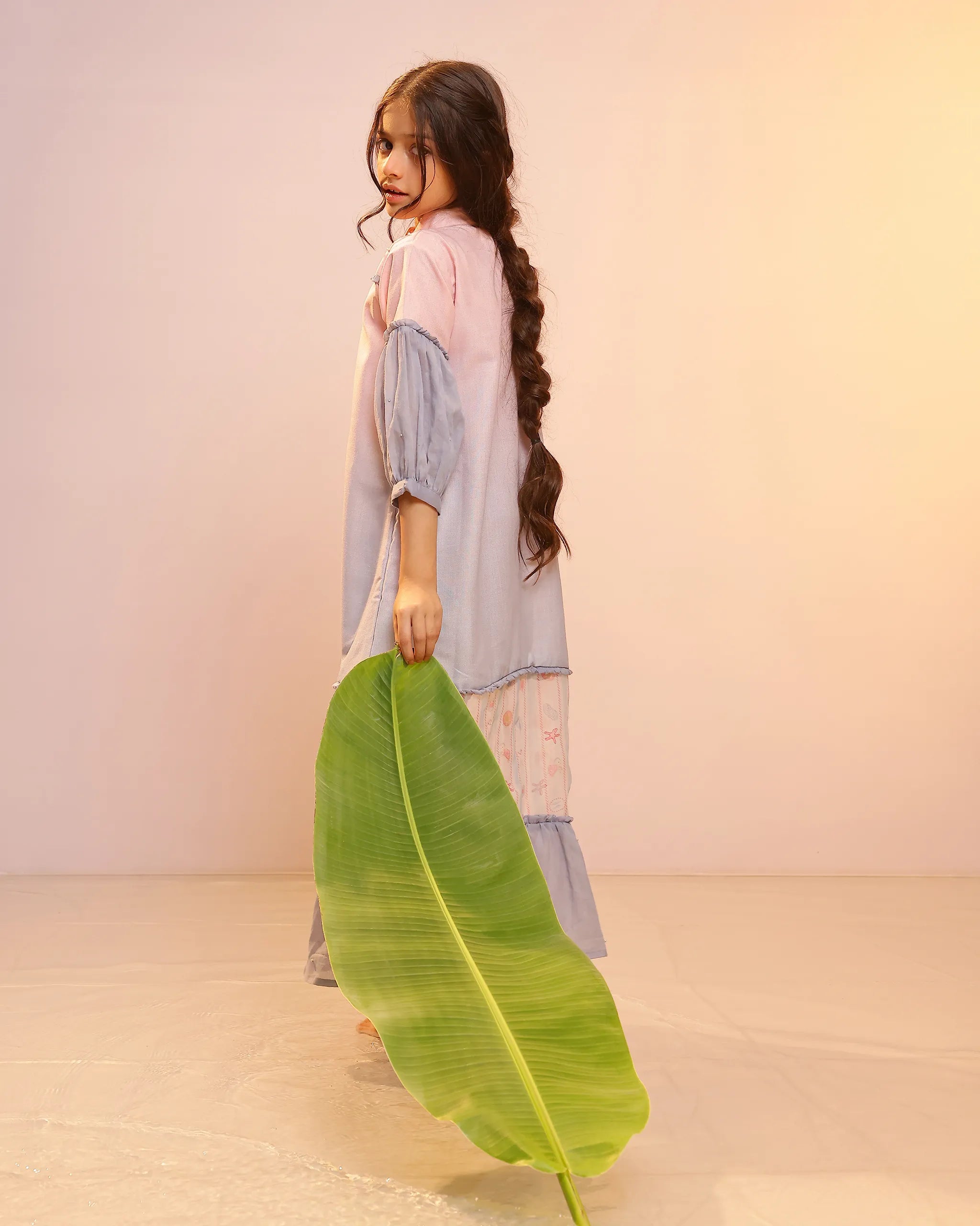 Palm Whisper Dress (Pink To Blue)