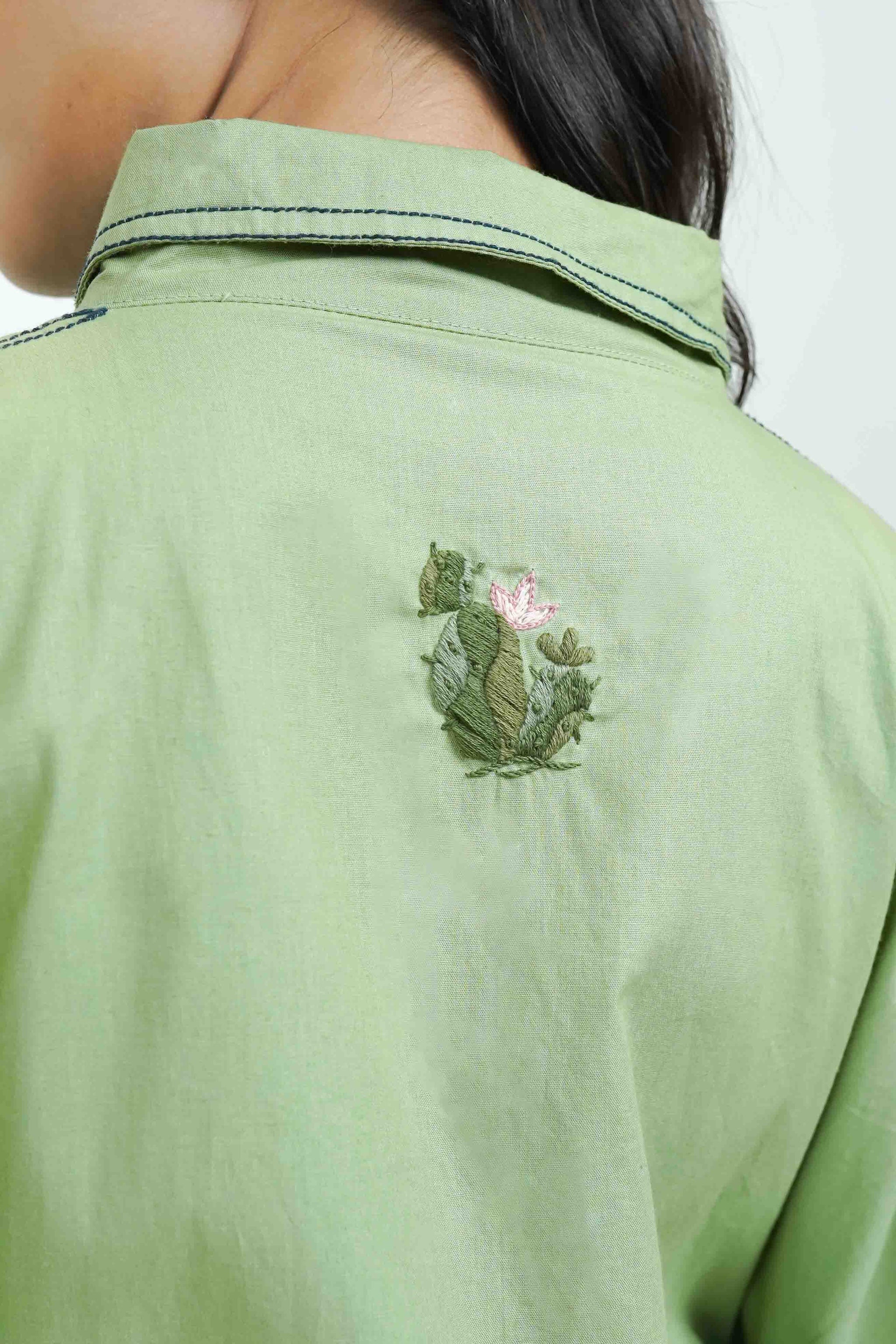 S0017 - Green Cotton Shirt - OurDve