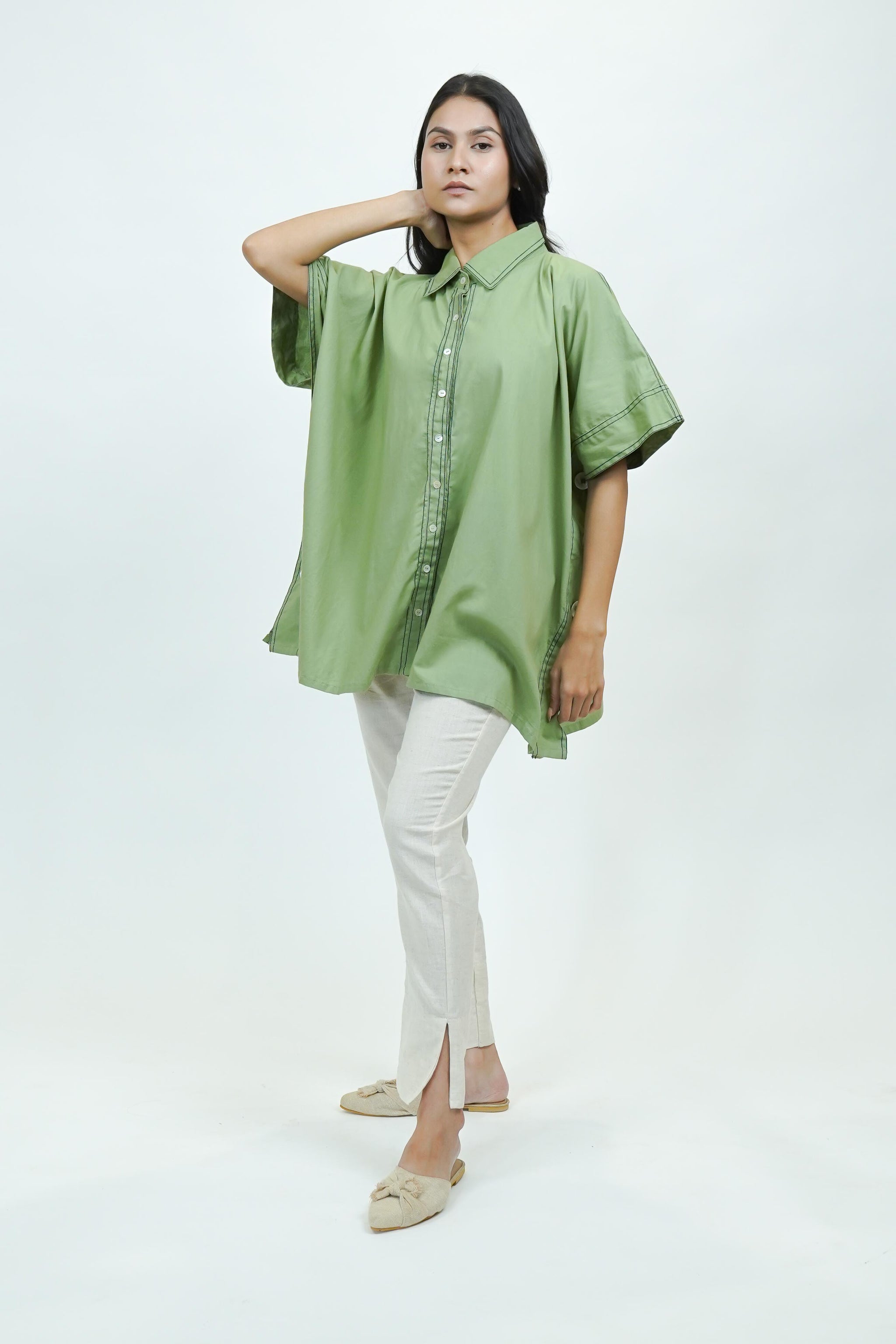 S0017 - Green Cotton Shirt - OurDve