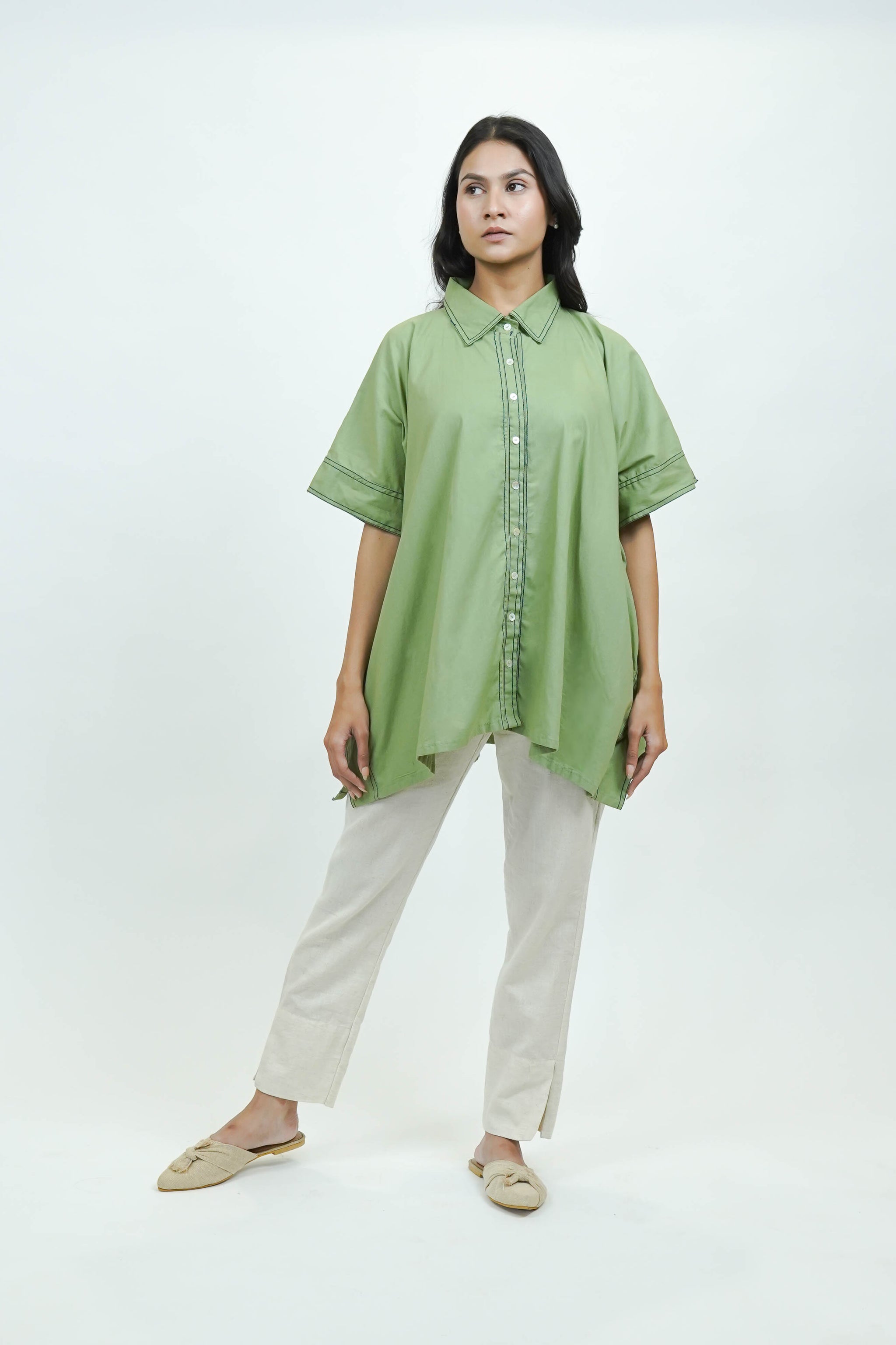 S0017 - Green Cotton Shirt - OurDve