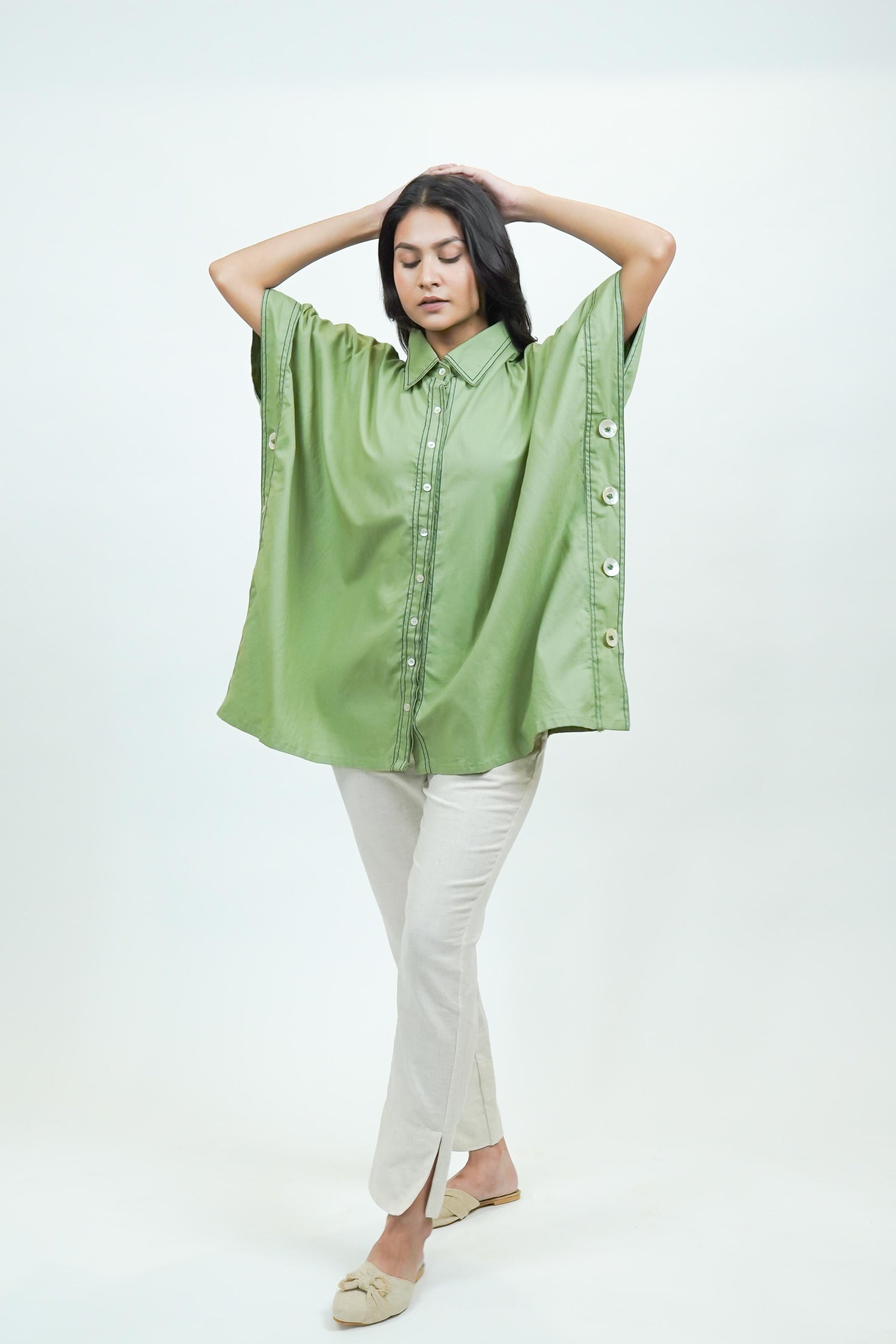 S0017 - Green Cotton Shirt - OurDve