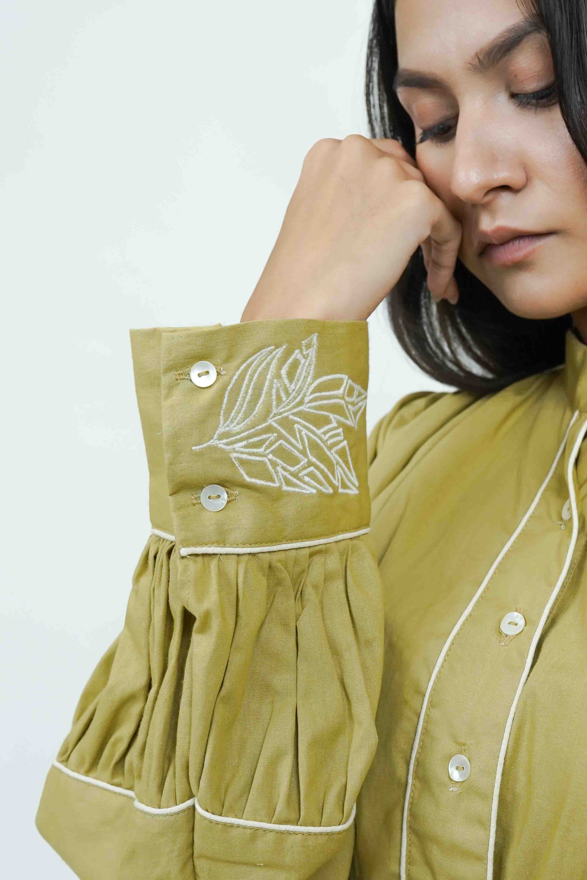 S0021 - Peanut Brown Cotton Shirt - OurDve