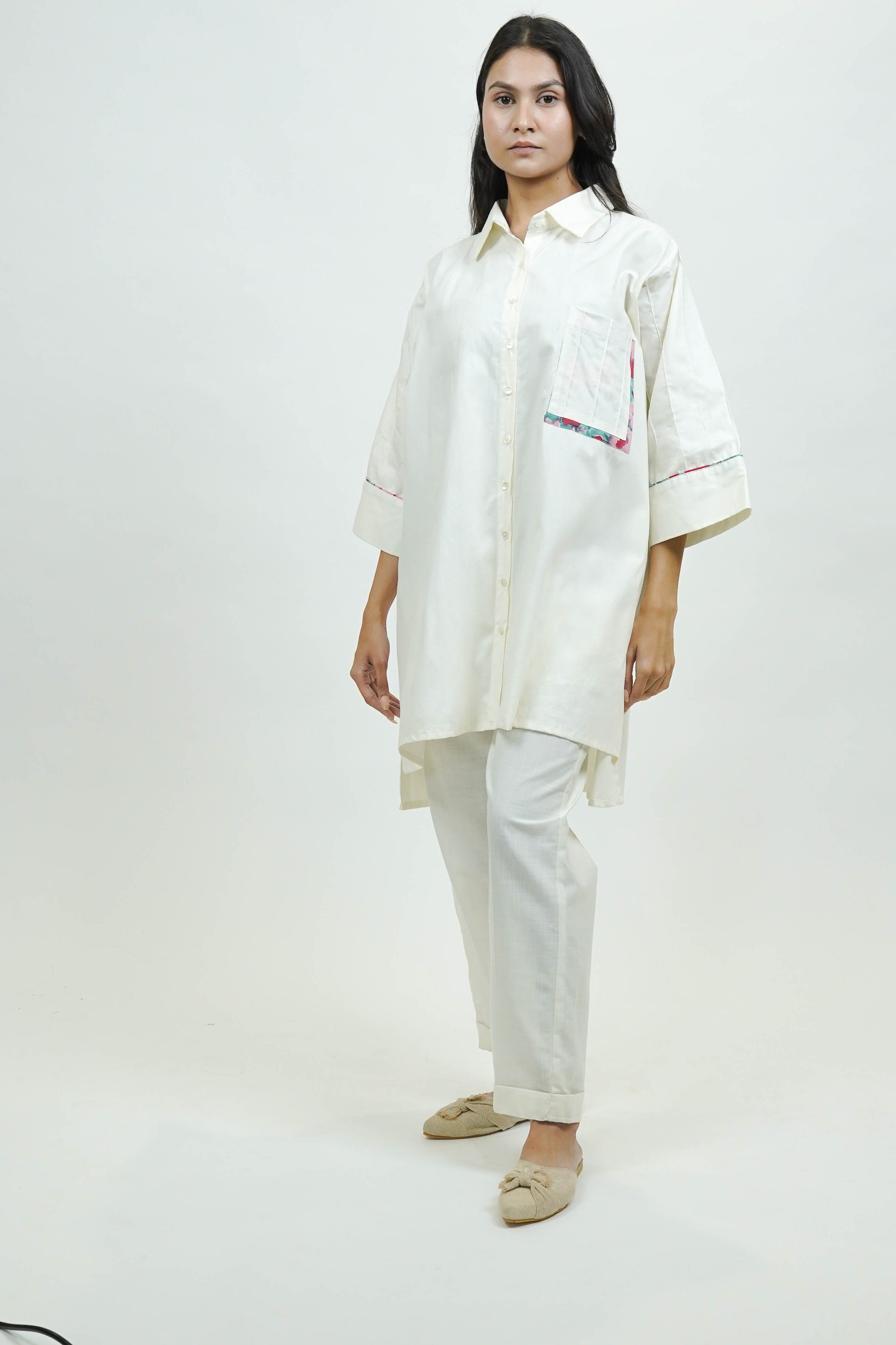 S0028 - Off White Slub Pants - OurDve