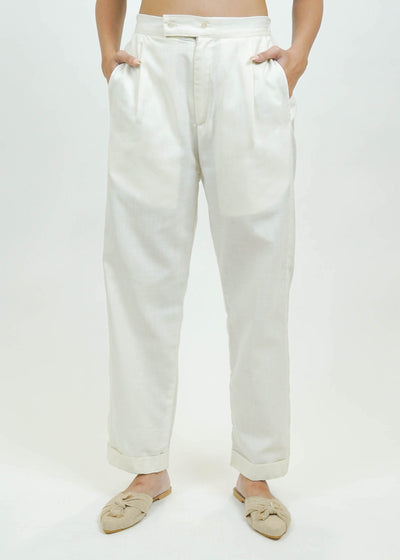 S0028 - Off White Slub Pants - OurDve
