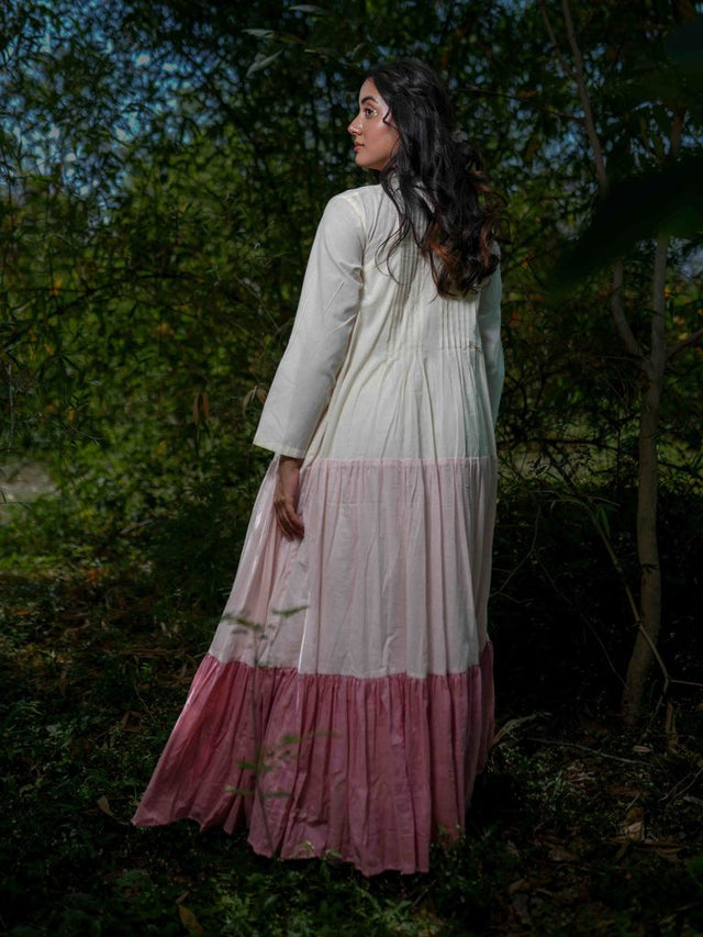 Paschar Dress - Beige and Pink Cotton