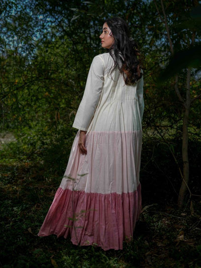 Vintage-Inspired Embroidered Cotton Paschar Dress  - OurDve