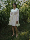 Nima Dress - Beige and Yellow Cotton - OurDve 