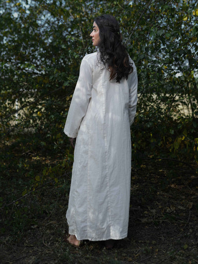 Beige Gabriel Dress | Floral Maxi Cotton Dress - OurDve