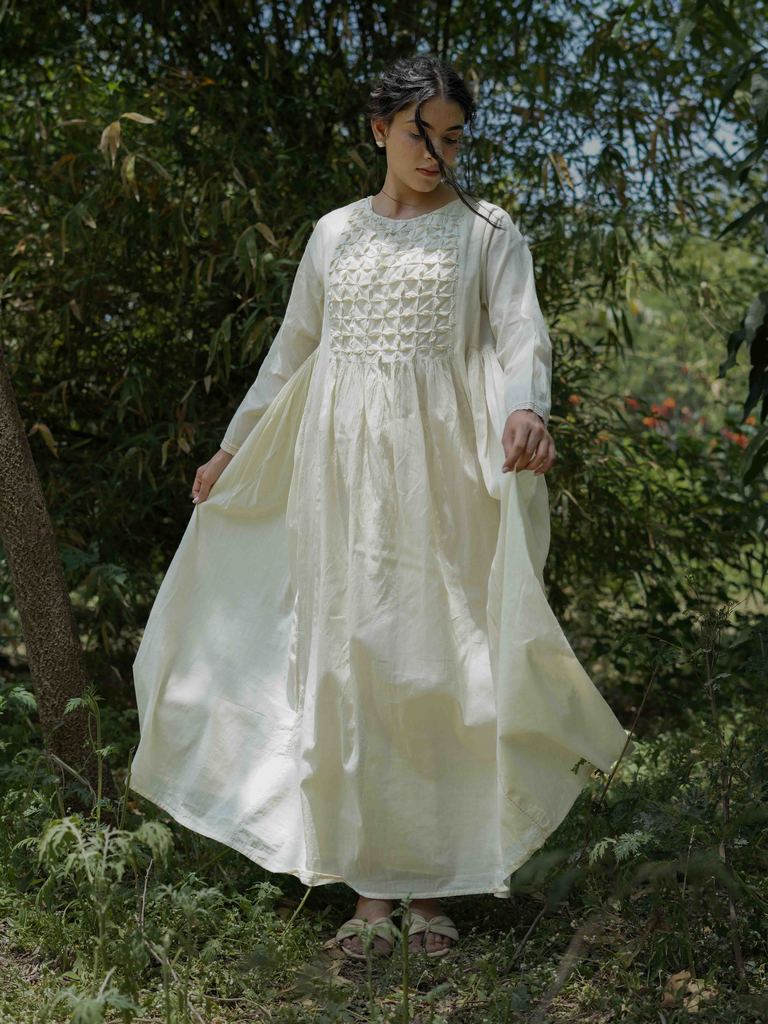 Jeremiah Dress - Beige Cotton - OurDve