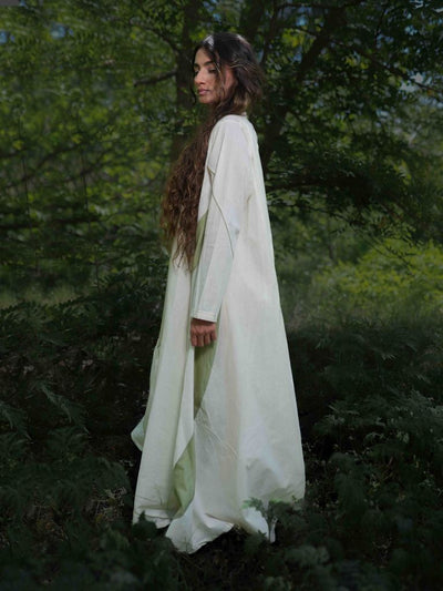 Beige Lailah Long Dress | Katha Embroidery Cotton Dress