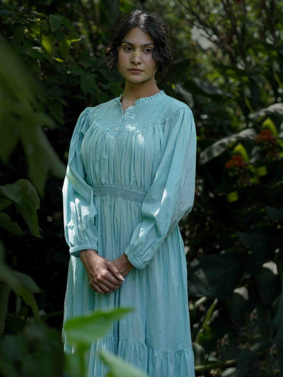 Haniel Dress - Blue Cotton - OurDve