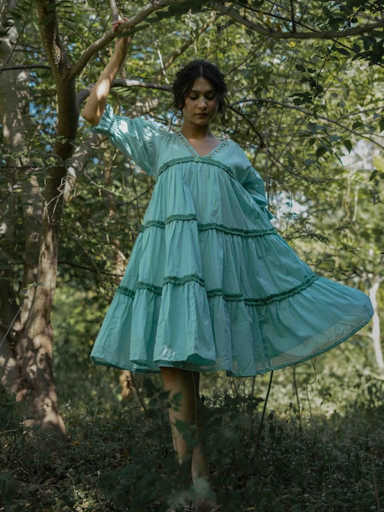 Loreto Dress - Blue Cotton - OurDve