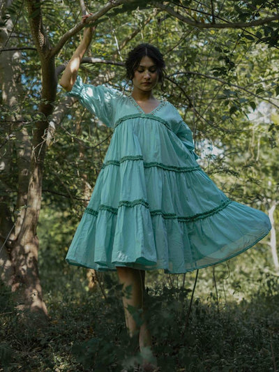 Loreto Dress - Blue Cotton - OurDve