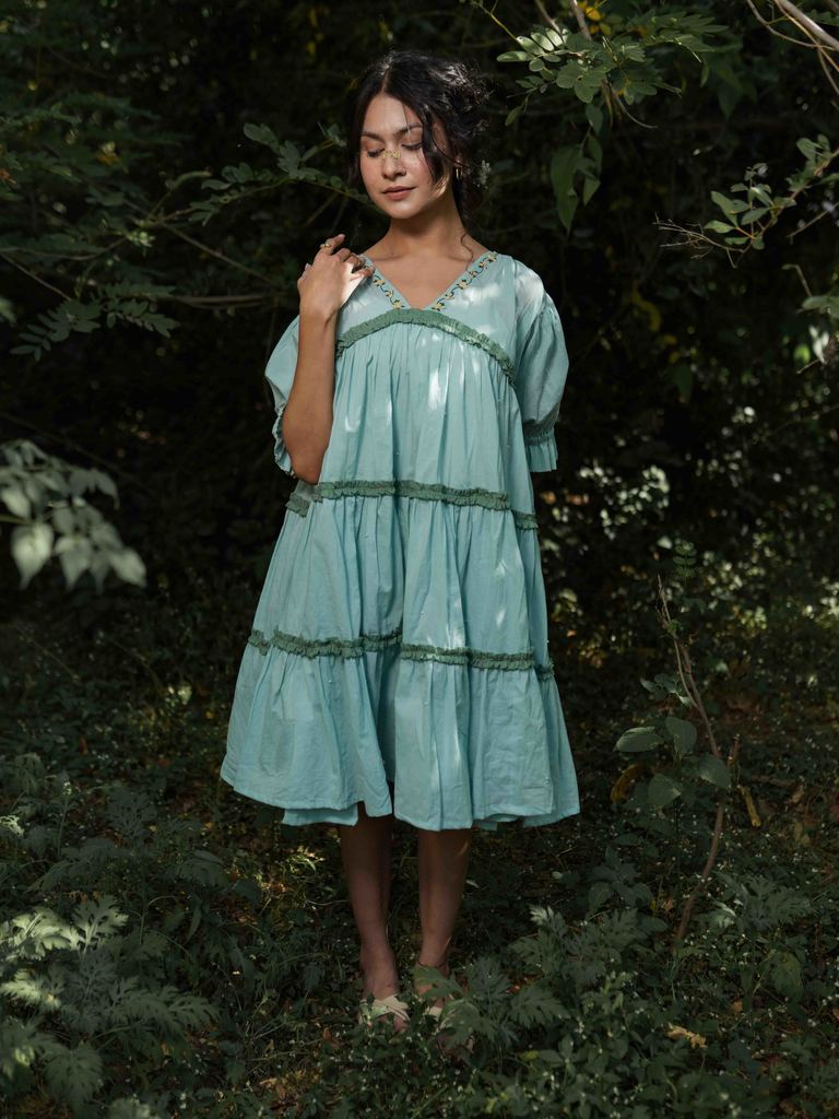 Loreto Dress - Blue Cotton - OurDve