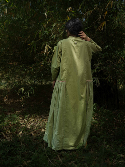 Rabia Set - Dress and Jacket - Green and Pink Cotton - OurDve
