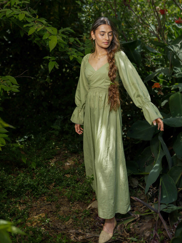 Gavreel Dress - Green Cotton - OurDve 