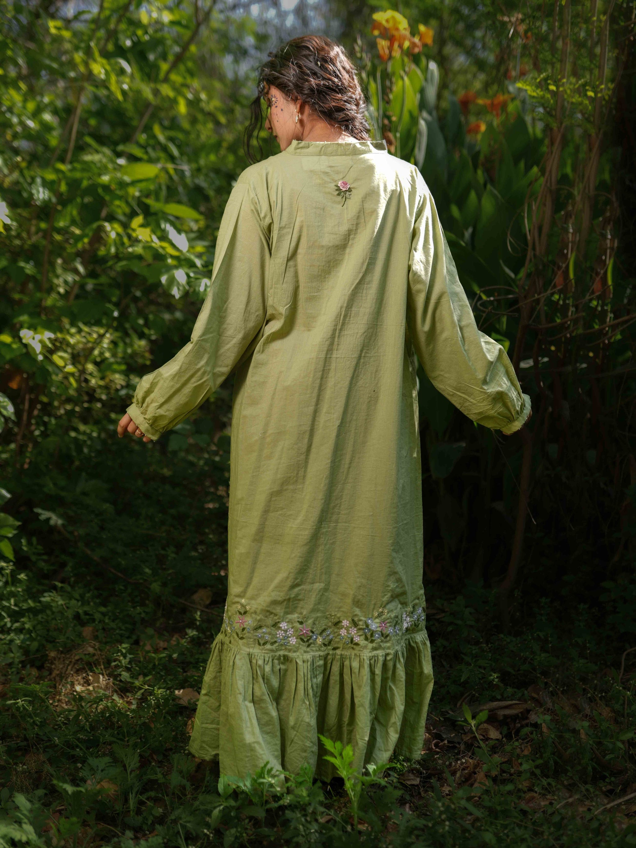 Raphael Dress - Green Cotton - OurDve