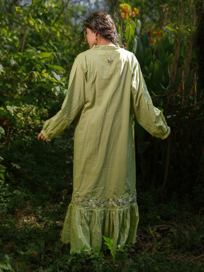 Raphael Dress - Green Cotton - OurDve